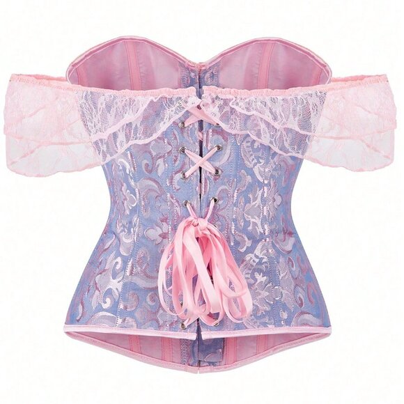 Multicolor Boho Women's Off Shoulder Corset Top - Picture 2 of 5